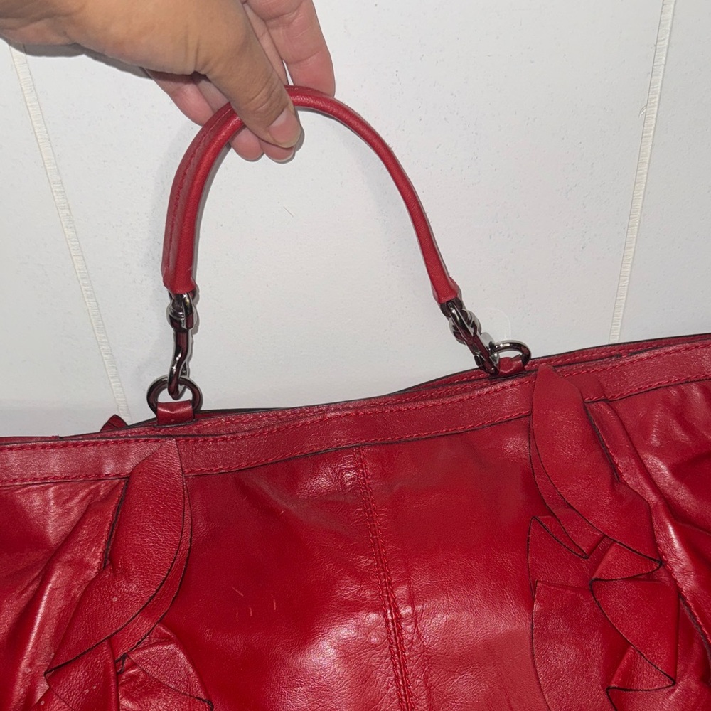 Valentino Garavani Red Ruffle Tote - Picture 4 of 7
